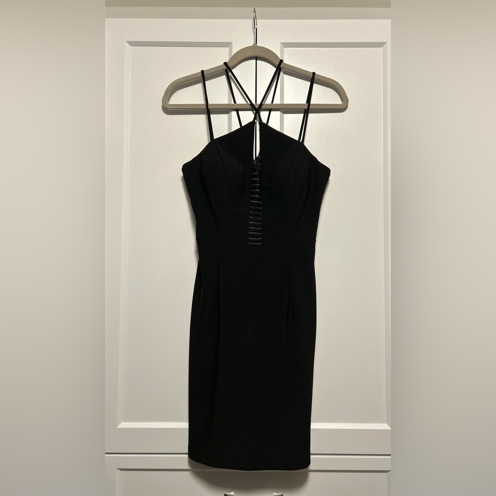 Size 4 Fitted Black Mini Dress (XScape)